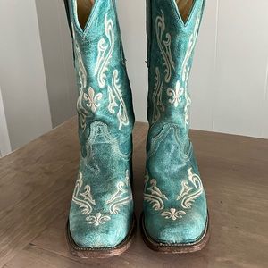 Corral Square Toe Turquoise Boots 8.5